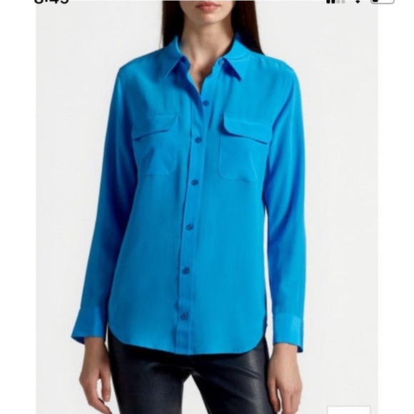 Equipment Femme silk blouse button front turquoise Medium - Picture 1 of 9